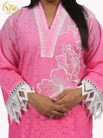 Load image into Gallery viewer, Pink Cotton Schiffli Co-ord Set With Applique Work
