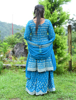 Load image into Gallery viewer, Blue Original stone Georgette Fabric Computer Work Sharara
