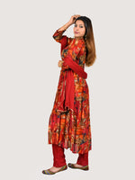 Load image into Gallery viewer, Aliya Cut Red Suit in Chinon Fabric With Chiffon Dupatta
