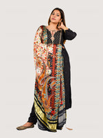 Load image into Gallery viewer, Black Pure Dola Silk With Gajji Patch And Pittan Work And Pure Gajji Silk Dupatta
