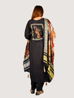 Load image into Gallery viewer, Black Pure Dola Silk With Gajji Patch And Pittan Work And Pure Gajji Silk Dupatta
