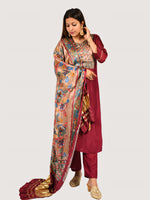 Load image into Gallery viewer, Maroon Pure Dola Silk With Gajji Patch And Pittan Work And Pure Gajji Silk Dupatta
