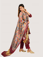 Load image into Gallery viewer, Maroon Pure Dola Silk With Gajji Patch And Pittan Work And Pure Gajji Silk Dupatta
