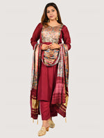 Load image into Gallery viewer, Maroon Pure Dola Silk With Gajji Patch And Pittan Work And Pure Gajji Silk Dupatta
