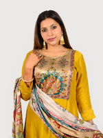 Load image into Gallery viewer, Mustard Pure Dola Silk With Gajji Patch And Pittan Work And Pure Gajji Silk Dupatta
