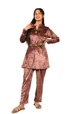 Load image into Gallery viewer, Rose Pink Velvet Machine Weave Co-ord
