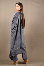 Load image into Gallery viewer, Grey Soft Premium Velvet Zari Work Suit
