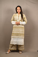 Load image into Gallery viewer, White and Brown Soft Woolen 2 Piece Suit
