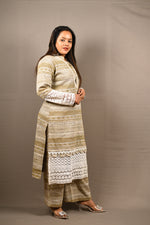 Load image into Gallery viewer, White and Brown Soft Woolen 2 Piece Suit
