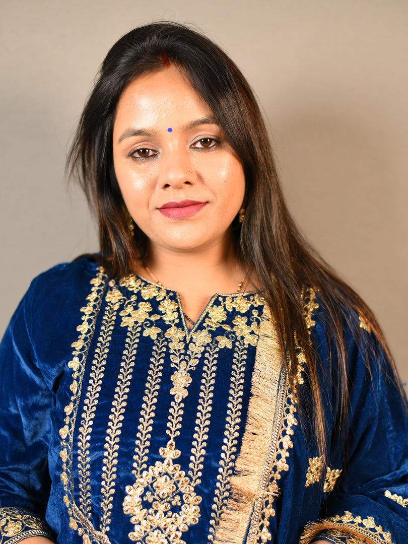 Soft Premium Velvet Suit With Gota Work Dupatta