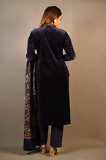 Load image into Gallery viewer, Fully Embroidered Blue Soft Premium Velvet Suit
