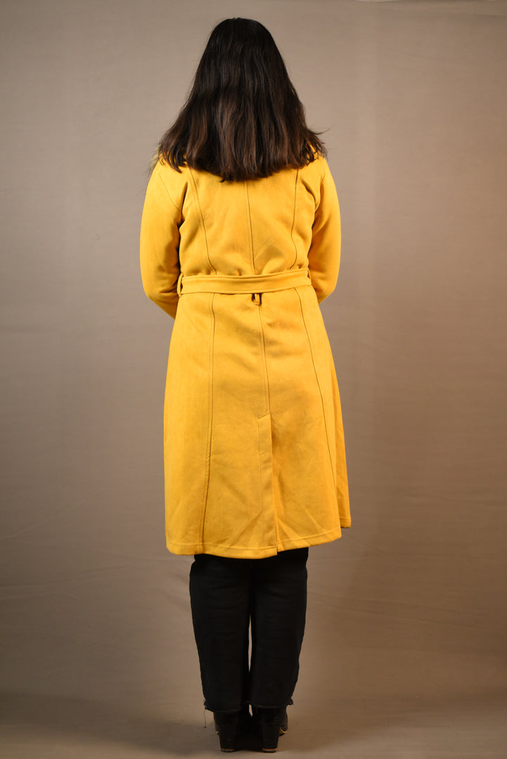 Long soft Woolen Coat with Fur Attachment