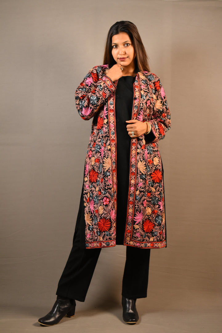 Multi Color Kashmiri Embroidered 2 Piece with Shrug