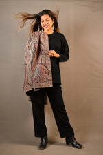 Load image into Gallery viewer, Multi Color Traditional Printed Fine Wool Silk Cape Dress
