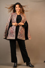 Load image into Gallery viewer, Multi Color Traditional Printed Fine Wool Silk Cape Dress
