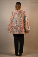 Load image into Gallery viewer, Multi Color Traditional Printed Fine Wool Silk Cape Dress
