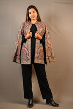 Load image into Gallery viewer, Multi Color Traditional Printed Fine Wool Silk Cape Dress
