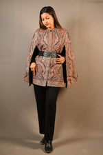 Load image into Gallery viewer, Multi Color Traditional Printed Fine Wool Silk Cape Dress
