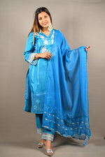 Load image into Gallery viewer, 3 Piece cotton silk suit with organza Dupatta
