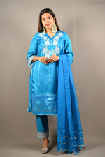 Load image into Gallery viewer, 3 Piece cotton silk suit with organza Dupatta
