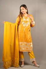 Load image into Gallery viewer, 3 Piece cotton silk suit with organza Dupatta
