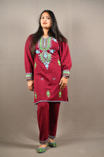 Load image into Gallery viewer, With Jutti Maroon embroidered soft Woolen 2 Piece
