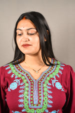 Load image into Gallery viewer, With Jutti Maroon embroidered soft Woolen 2 Piece
