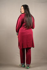 Load image into Gallery viewer, With Jutti Maroon embroidered soft Woolen 2 Piece
