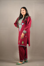 Load image into Gallery viewer, With Jutti Maroon embroidered soft Woolen 2 Piece
